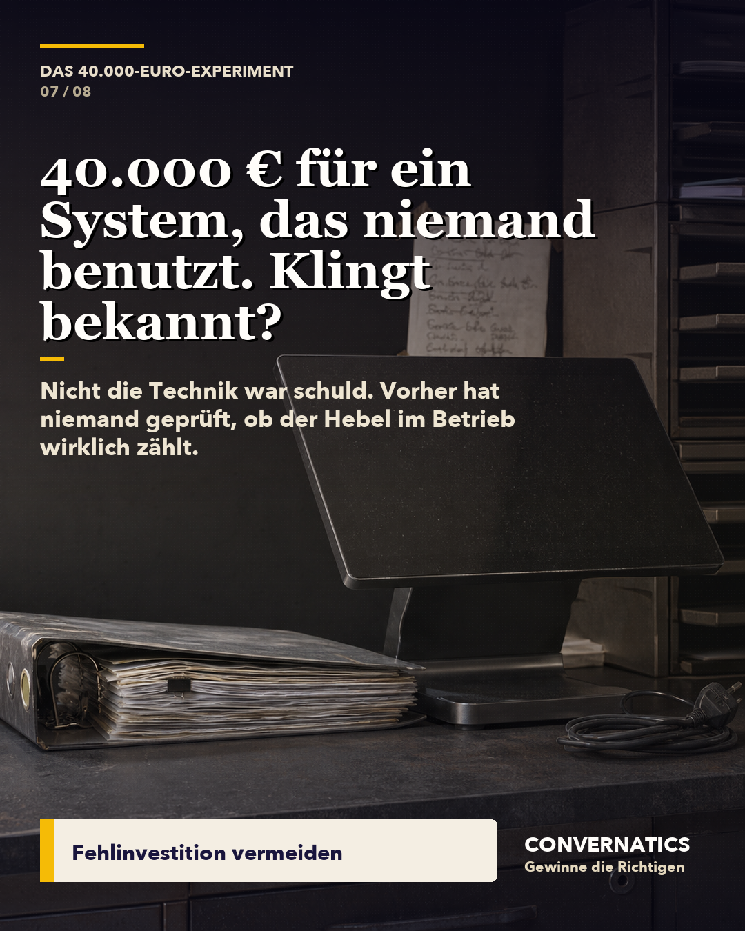Visuelle Metapher für ein System, das niemand produktiv nutzt.